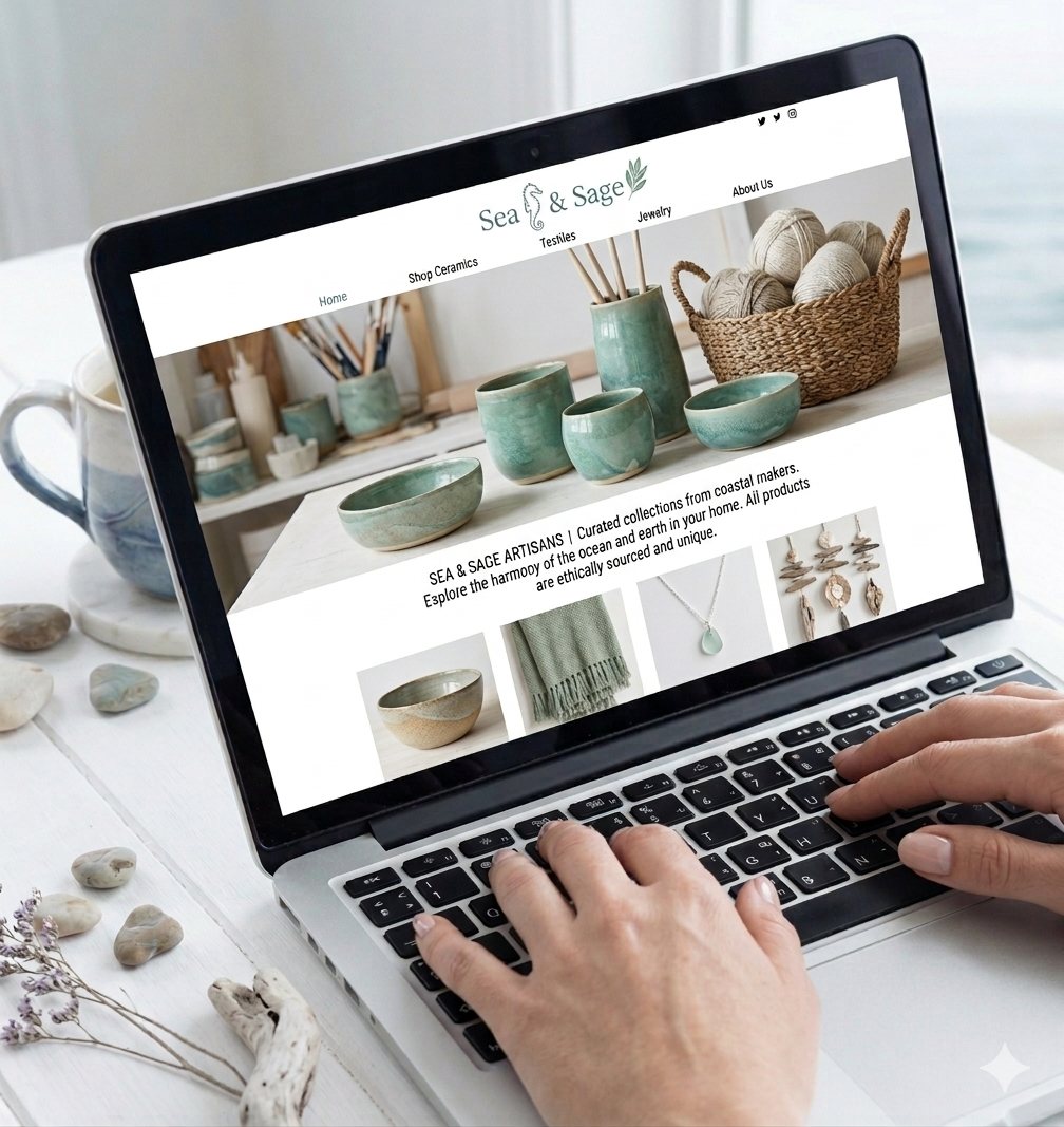 A professional services website open on a laptop