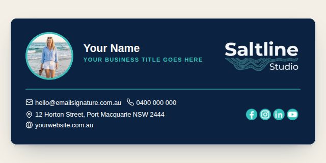Layout as a full colour card with light text