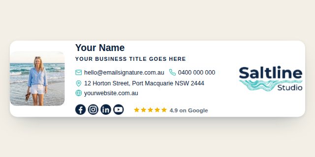 Layout with a star rating line under the contact details