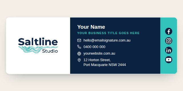 Layout with a colour details panel and a narrow accent column holding the icons